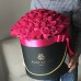 Малиновые розы в коробке (L) 73-75 роз