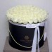 Белые розы в чёрной коробке (XL) 101 роза