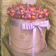 Тюльпаны пионовидные в коробке (L) до 149 тюльпанов