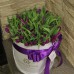 Фиолетовые тюльпаны в коробке (M) до 99 тюльпанов
