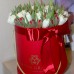 Белые и красные тюльпаны в коробке (S) до 69 тюльпанов 