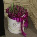 Фиолетовые тюльпаны в шляпной коробке (XS) до 49 шт.