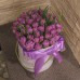 Пионовидные тюльпаны в шляпной коробке (S) до 69 шт.