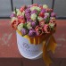 Микс из пионовидных тюльпанов в шляпной коробке (XS) до 49 шт  